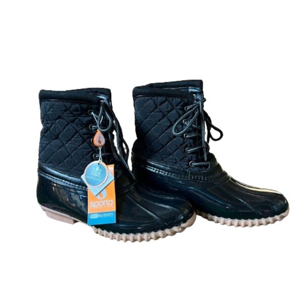 NWT! Sporto Womens Thermolite Lilia Waterproof Black Boots Size 7M - Picture 1 of 7